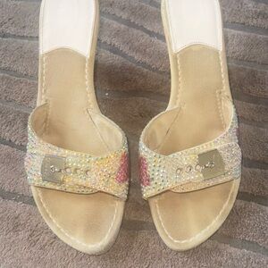 Vintage RARE Doctor Scholls pink and crystal rhinestones shoes  good condition